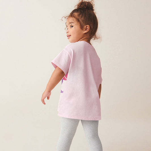Summer Baby Kids Cartoon Mermaid Pattern T-shirt and Grey Pants Clothing Set for Girls