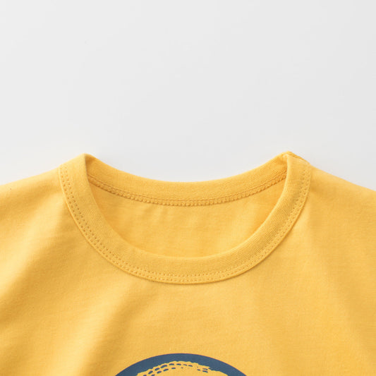 Boys’ Dinosaurs and Letters Print T-shirt in European and American Style