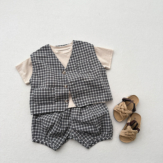 Summer New Arrival Kids Unisex V Neck Sleeveless Single Breasted Top Vest