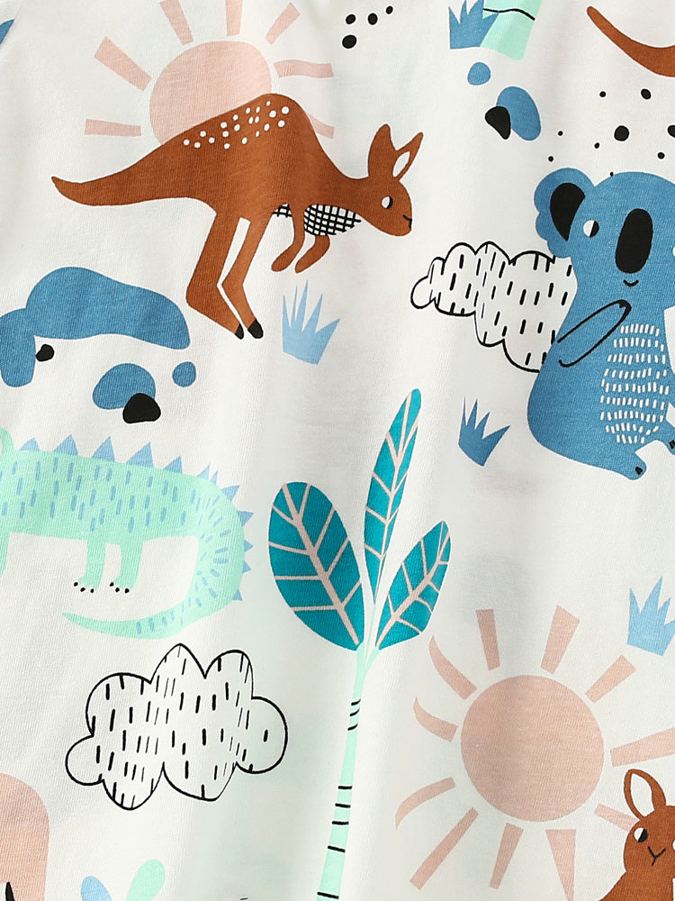 Boys’ Animals Cartoon Pattern Short Sleeves T-Shirt In European And American Style For Summer