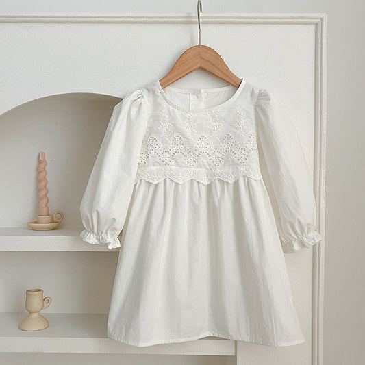 Spring/Autumn Baby Onesies And Dress For Girls With White Lace Trim – Princess Sister Matching Set