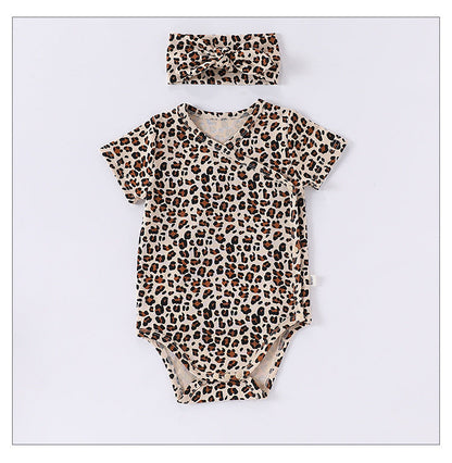 Spring Arrival Baby Unisex Long Sleeves Leopard Pattern Rompers and Onesies