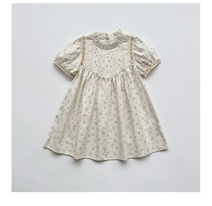 Summer Arrival Baby Kids Girls Cute Short Sleeves Flowers Pattern Printed Dress