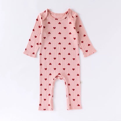 Spring Arrival Baby Unisex Long Sleeves Cute Heart Pattern Rompers