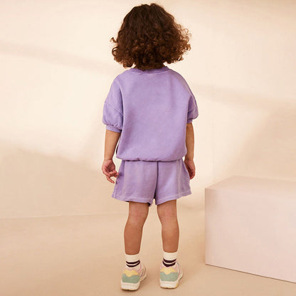 Set of Girls’ Animals Cartoon Pattern Short Sleeves T-shirt and Shorts in European and American Style for Summer