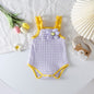 Baby Girl Striped Pattern Floral Patched Design Sling Onesies