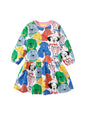 Design Autumn Girls Vivid Colorful Dogs Pattern Dress