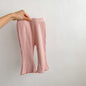 Baby Girl Solid Color Wooden Ear Design Soft Cotton Pants