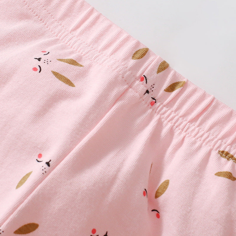 Summer Baby Kids Cartoon Rabbit Pattern T-shirt and Striped Pants Clothing Set for Girls