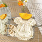 Bunny Pattern Square Neck Bow Tie Puff Sleeve Onesies & Sets