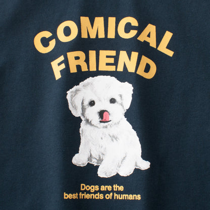 Boys’ Puppy Cartoon and Letters Print T-shirt in European and American Style