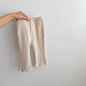 Baby Girl Solid Color Wooden Ear Design Soft Cotton Pants