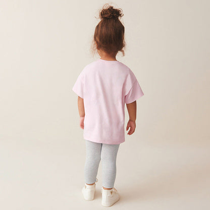 Summer Baby Kids Cartoon Mermaid Pattern T-shirt and Grey Pants Clothing Set for Girls