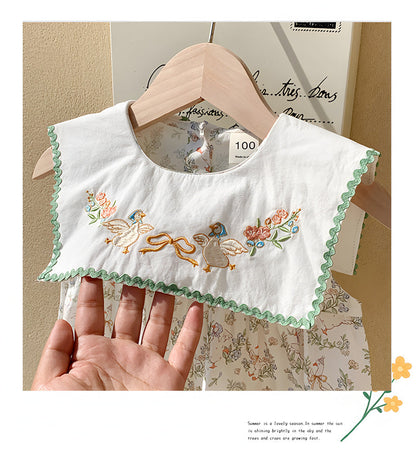 Summer Baby Kids Girls French Sleeveless Floral Pattern Printed Dress