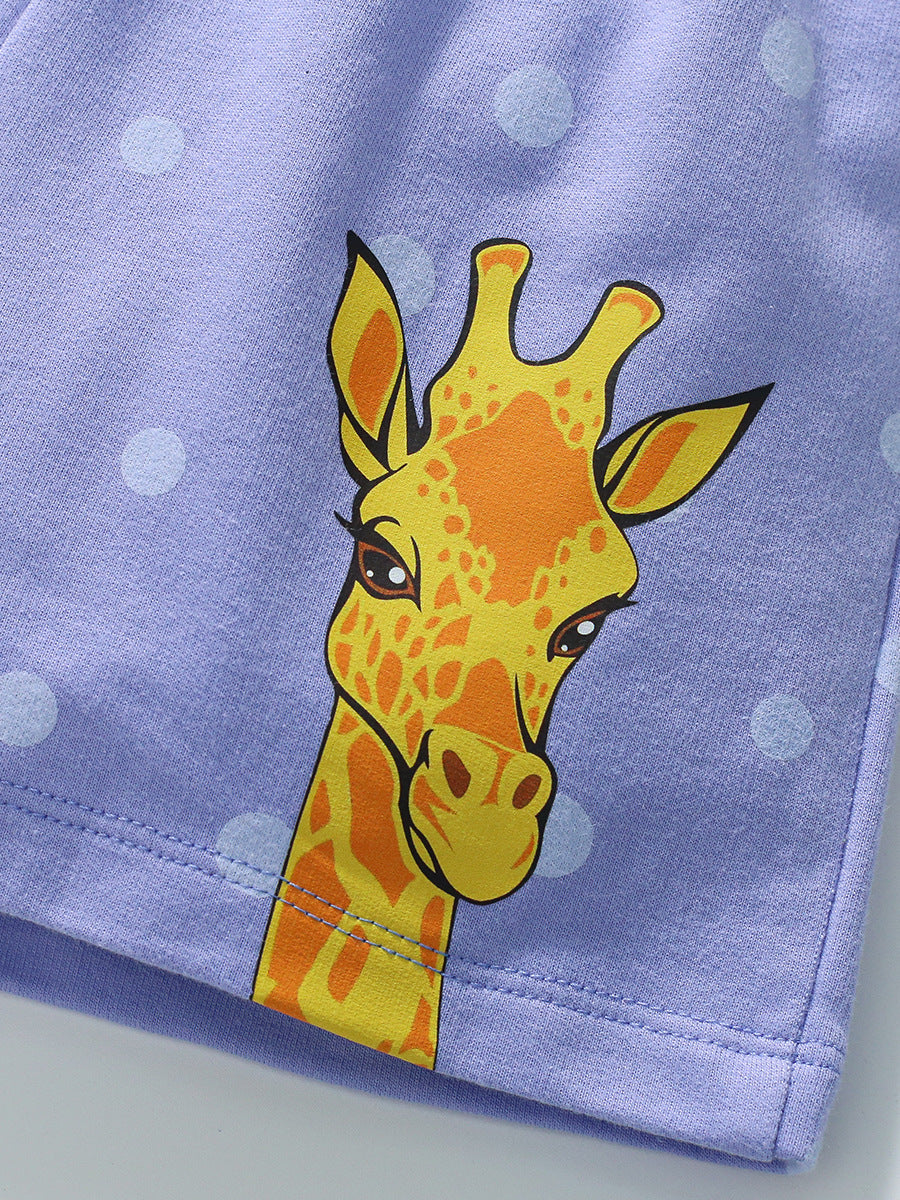 Summer Arrival Boys Cotton Casual Style Cartoon Giraffe Pattern Shorts
