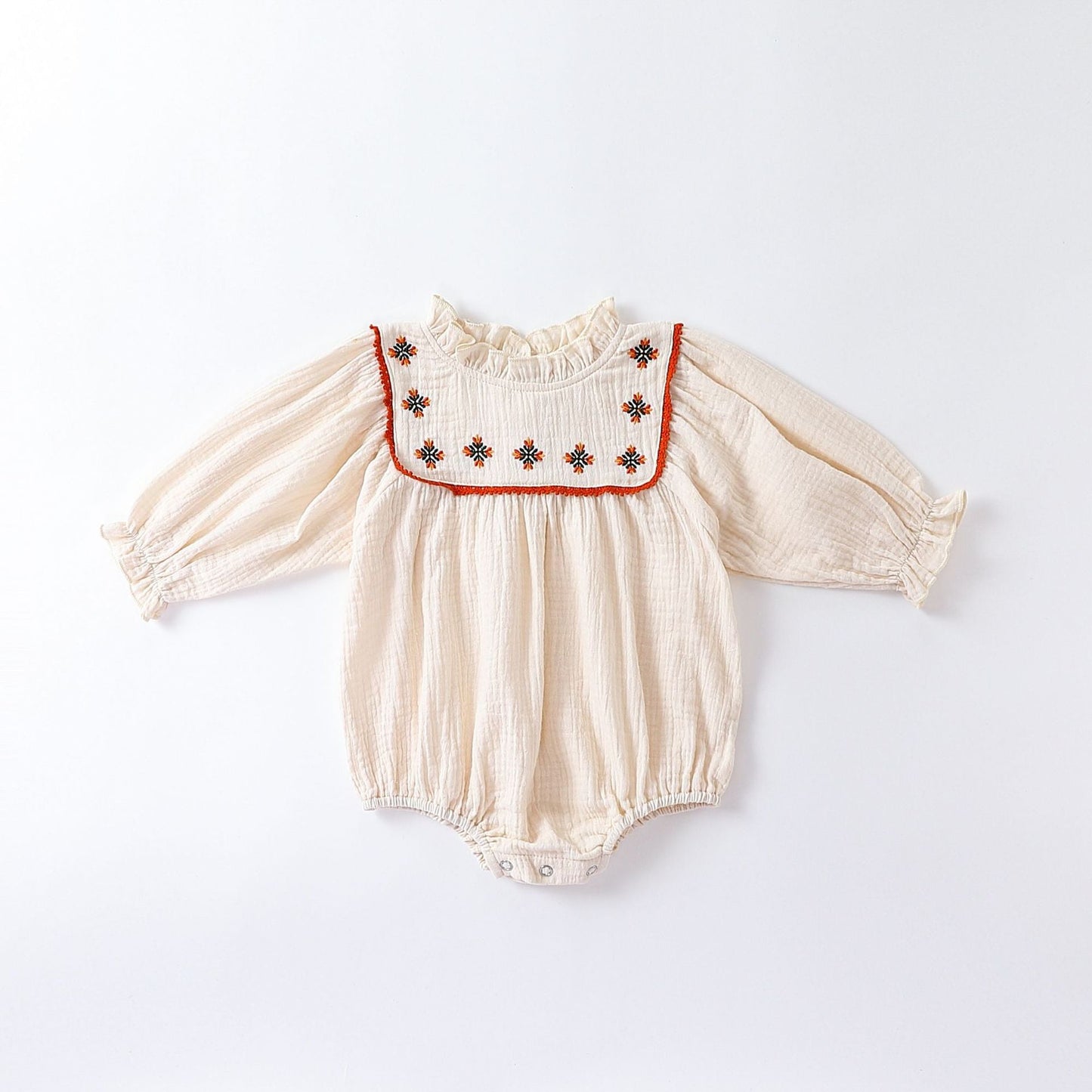 Floral Embroidered Design Long Sleeve Onesies