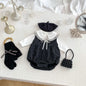 Arrival Spring Girls Long Sleeves Lace-trim Turn-down Collar Top and Sleeveless Onesies Set Clothing Set-1