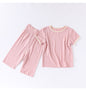 Summer Baby Kids Simple Color Patchwork Top and Plain Pants Casual Clothing Set
