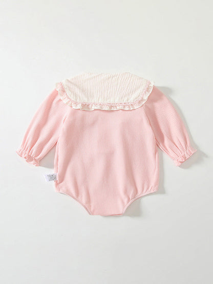 Spring Arrival Baby Girls Flowers and Rabbits Pattern Pink Onesies Bodysuits