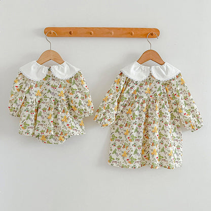 Autumn Doll Neck Long Sleeve Sweet Style Dress Onesies