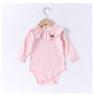 Spring Arrival Baby Girls Long Sleeves Cherry Embroidered Collar Onesies Bodysuits
