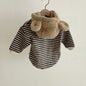 Baby 1pcs Striped Graphic Cartoon Shape Design Fleece Thermal Hoodies
