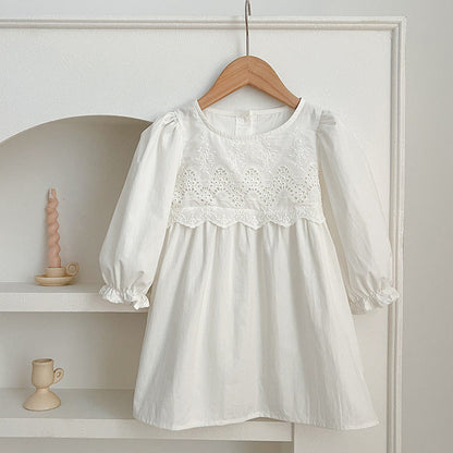 Spring/Autumn Baby Onesies And Dress For Girls With White Lace Trim – Princess Sister Matching Set