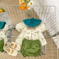 Bunny Pattern Square Neck Bow Tie Puff Sleeve Onesies & Sets