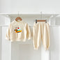 Spring and Autumn Kids Unisex Cute Cartoon Pattern Long Sleeves Top Pullover and Pants clothing Set