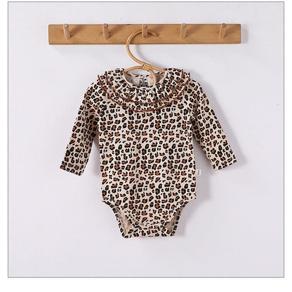 Spring Arrival Baby Unisex Long Sleeves Leopard Pattern Rompers and Onesies
