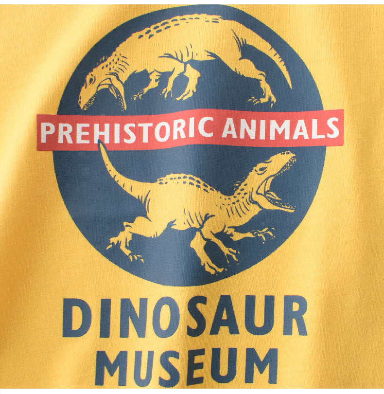 Boys’ Dinosaurs and Letters Print T-shirt in European and American Style