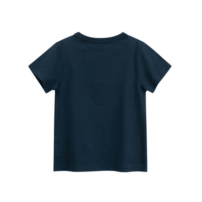 Boys’ Puppy Cartoon and Letters Print T-shirt in European and American Style