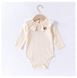 Spring Arrival Baby Girls Long Sleeves Cherry Embroidered Collar Onesies Bodysuits