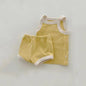 Baby Girl Solid Color Thin Style Pure Cotton Vest Combo Shorts 2 Pieces Sets Home Clothes