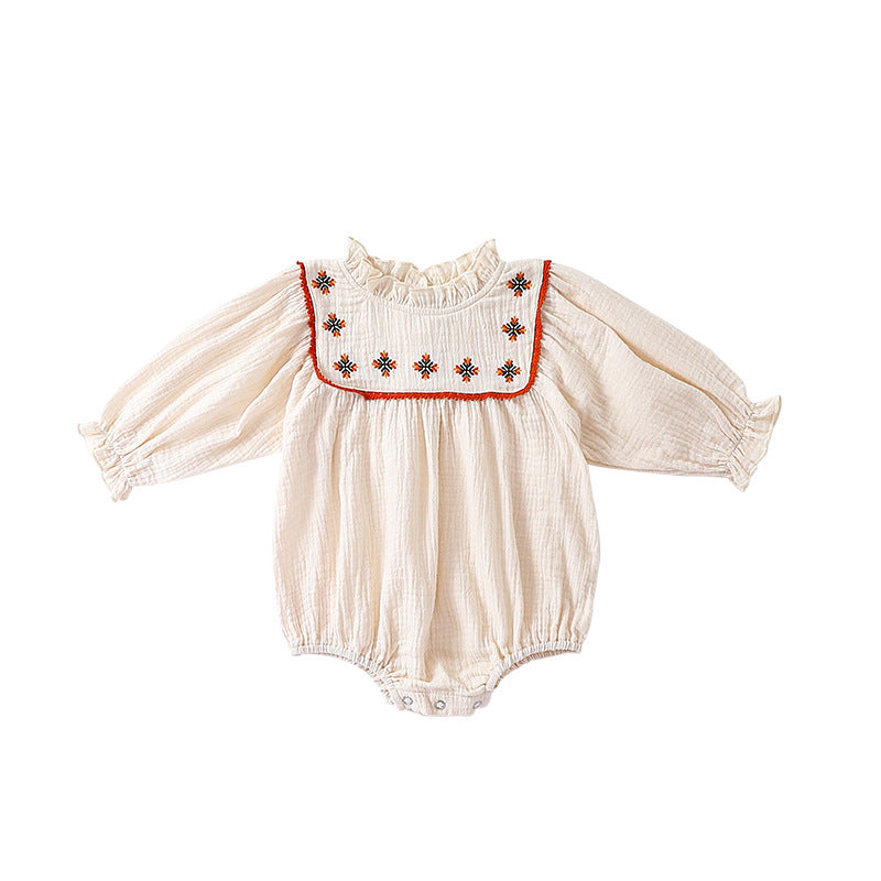 Floral Embroidered Design Long Sleeve Onesies