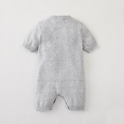 Baby Unisex 100% Cotton Knitting Romper With Hollow-Out Rabbit Design In Summer Outfit