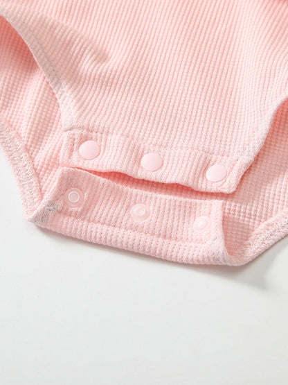 Spring Arrival Baby Girls Flowers and Rabbits Pattern Pink Onesies Bodysuits