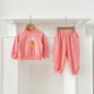 Spring and Autumn Kids Unisex Cute Cartoon Pattern Long Sleeves Top Pullover and Pants clothing Set