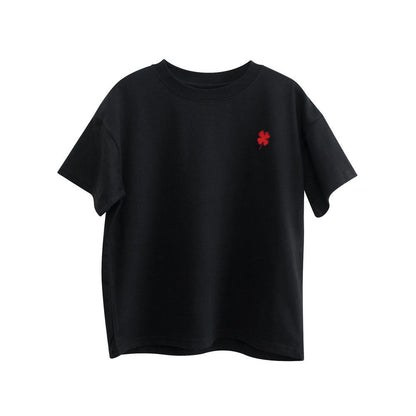 Boys and Girls’ Flower Embroidered T-shirt in European and American Style