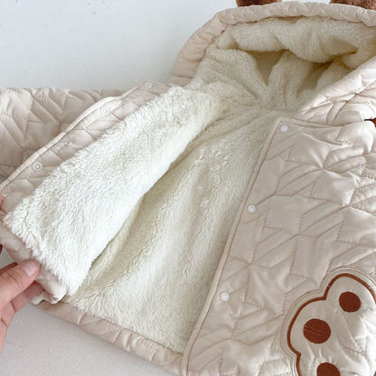 Winter Infant Baby Teddy Paws Pattern Long Sleeves Coat With Thick Pants Cute Sets