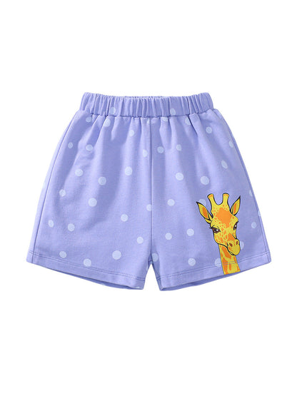 Summer Arrival Boys Cotton Casual Style Cartoon Giraffe Pattern Shorts