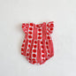 Design Summer Girls Flowers And Striped Pattern Fly Sleeves Onesies And Dress – Sister Matching Clothing Set-1