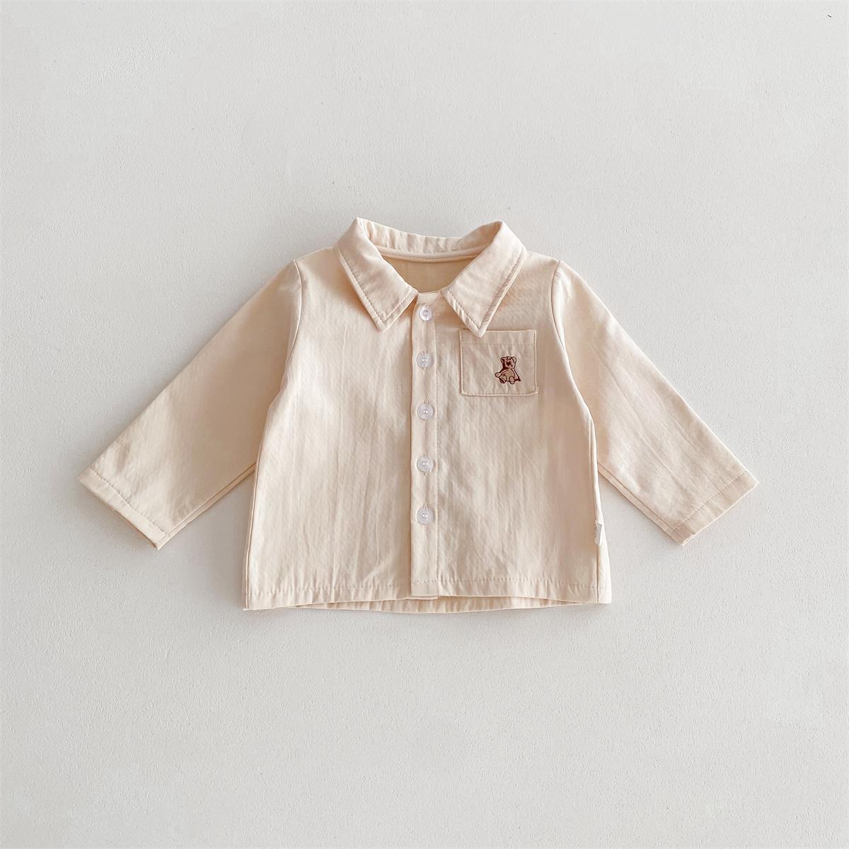 Spring Baby Kids Unisex Plain Long Sleeves Base Shirt And Overalls Clothing Set