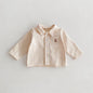 Spring Baby Kids Unisex Plain Long Sleeves Base Shirt And Overalls Clothing Set