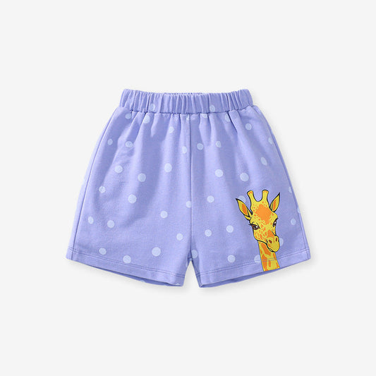 Summer Arrival Boys Cotton Casual Style Cartoon Giraffe Pattern Shorts