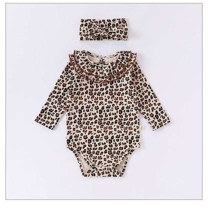 Spring Arrival Baby Unisex Long Sleeves Leopard Pattern Rompers and Onesies