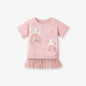 Summer Arrival Dancing Mouse Pattern Short Sleeves Tulle Dress for Stylish Girls-0