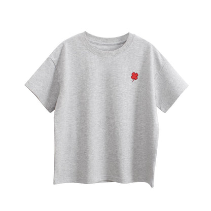 Boys and Girls’ Flower Embroidered T-shirt in European and American Style