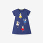 Summer Arrival Cartoon Dancers Pattern Short Sleeves Dress for Stylish Girls