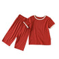 Summer Baby Kids Simple Color Patchwork Top and Plain Pants Casual Clothing Set